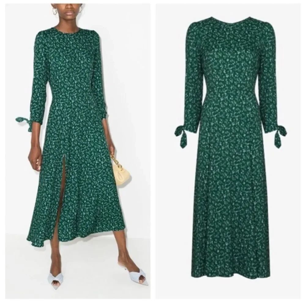 Reformation Zelda Long Tie Sleeve Midi Dress in Rosemarie Floral